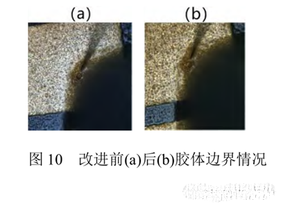 圖10改進(jìn)前(a)后(b)膠體邊界情況