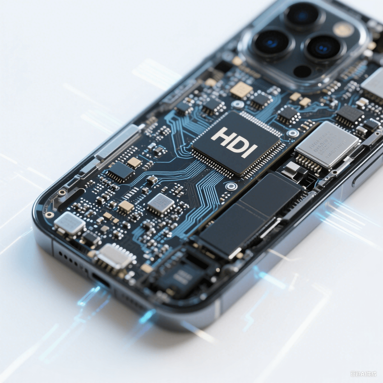 HDI 技術在智能手機主板中的應用。